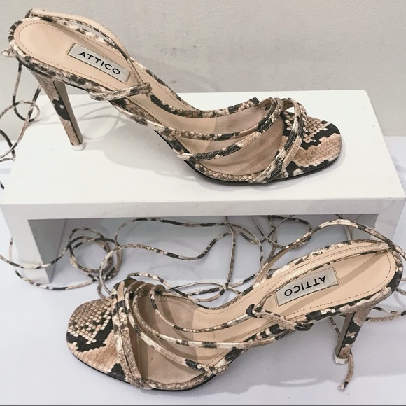 THE ATTICO Strappy Python Snake Leather Strappy Sandals 40 10 11 Net-A-Porter - Picture 4 of 10